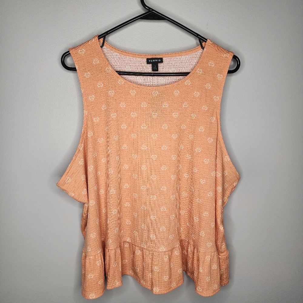 Torrid Texture Knit High Neck Ruffle Crop Top Peach Size 3X